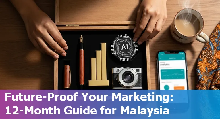 Malaysian digital marketer using AI tools on laptop in Malaysia