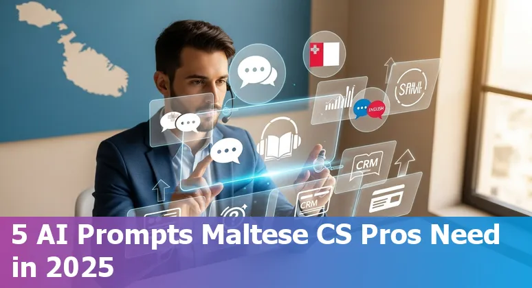 Maltese customer service team using AI prompts on a laptop showing bilingual English and Maltese text.