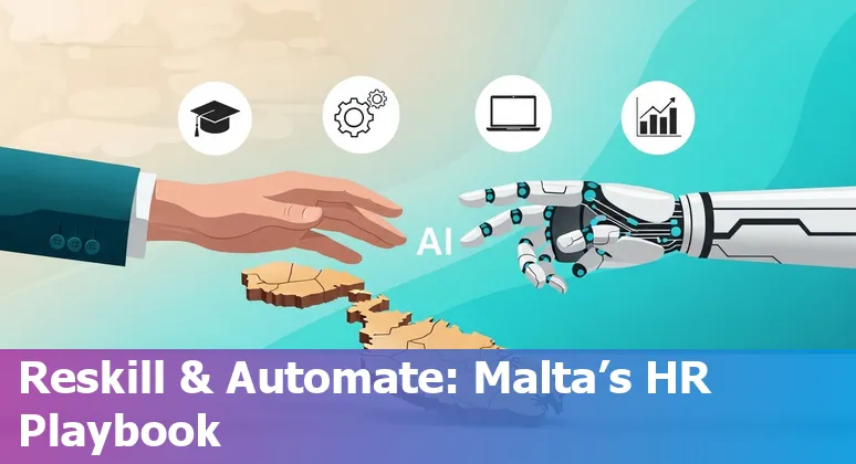 Maltese HR team meeting about AI impact on jobs and reskilling in Malta in 2025