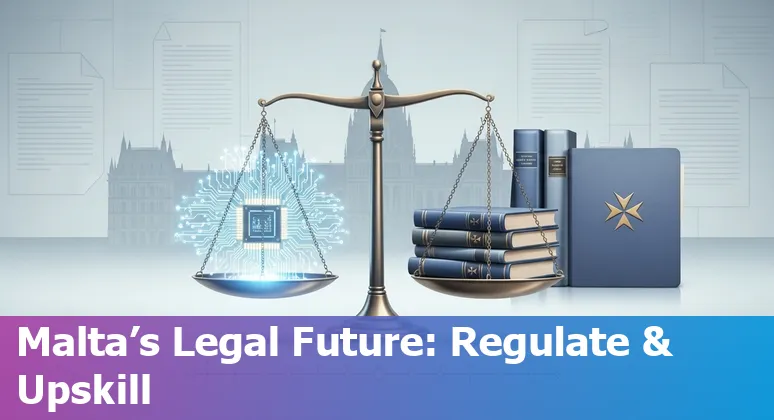 Legal professional using AI tools in an office in Malta, 2025 — AI and law in Malta