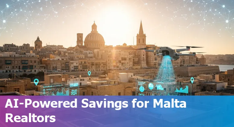 Real estate technology and AI dashboard showing savings for properties in Malta, MT
