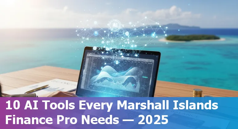 Collage of AI finance tools screenshots and Marshall Islands map highlighting banking and accounting workflows