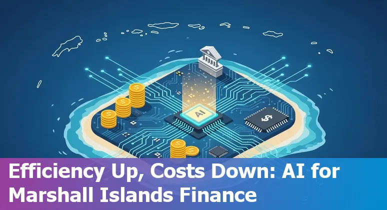 Illustration of AI streamlining banking and public finance processes in the Marshall Islands.