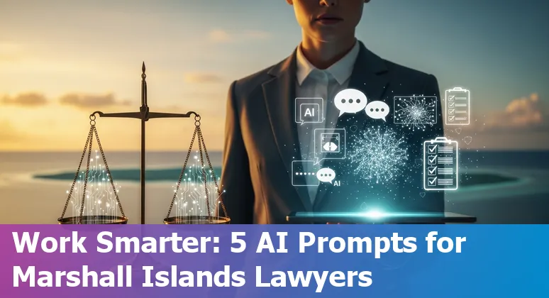 Marshall Islands legal professional using AI prompts on a laptop with the RMI flag visible