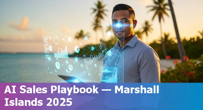 Sales professional using AI tools on laptop in Marshall Islands office, 2025