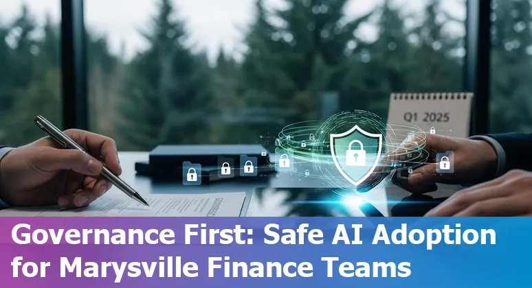 Finance professional using AI dashboard in Marysville, Washington offices, 2025