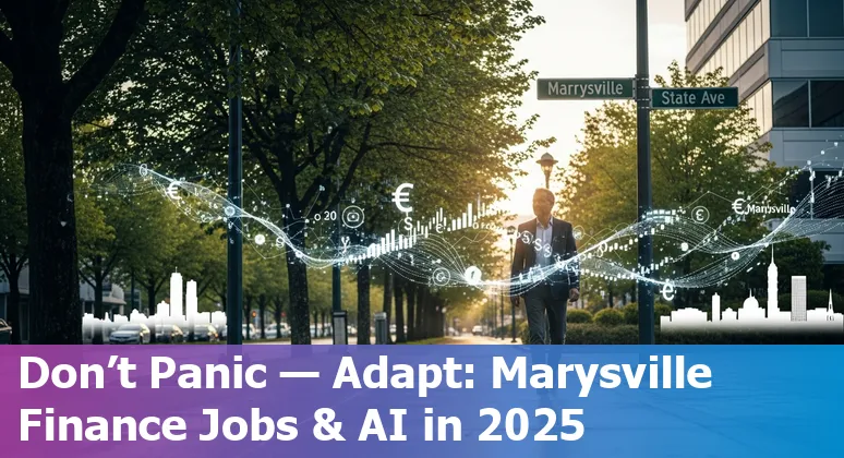 Finance professional using AI tools on a laptop in Marysville, Washington, USA — future of finance jobs in 2025