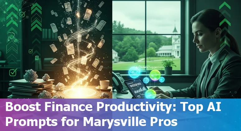 Finance professional in Marysville using AI prompts to generate cash flow forecast and investor deck on a laptop