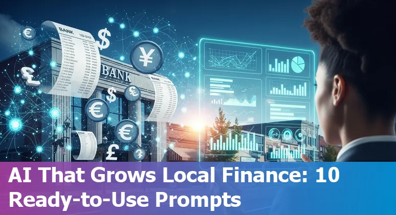 Illustration of AI tools and financial icons over a map of Marysville, Washington.