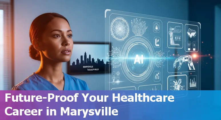 Marysville healthcare workers learning AI tools and upskilling with laptops in a clinic setting