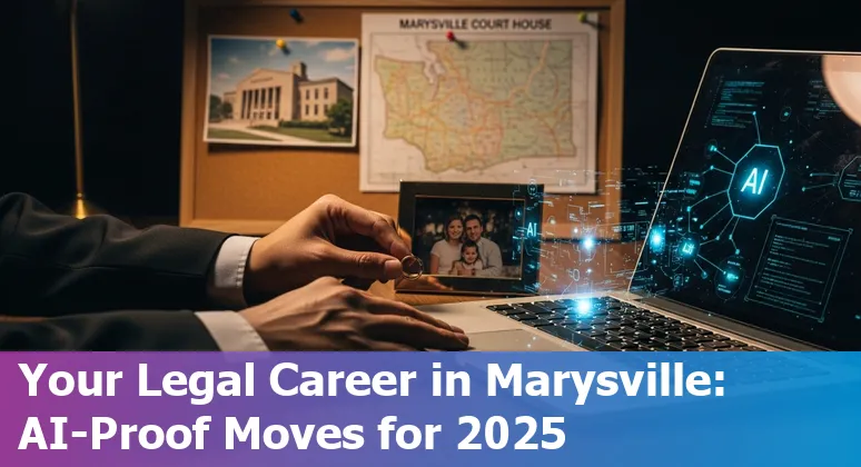 AI and law in Marysville, Washington: lawyer using AI-assisted tools at a public library kiosk in Marysville, Washington