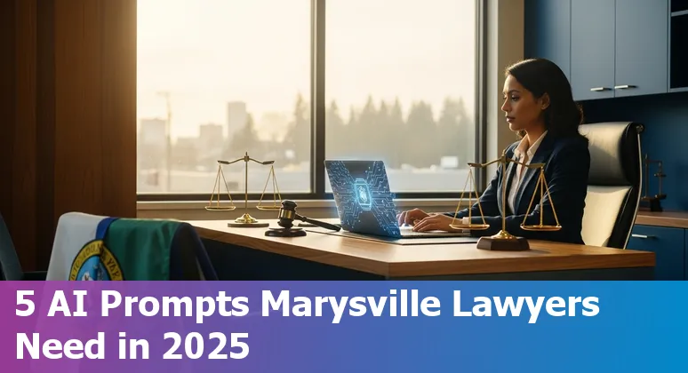 Marysville law office using AI prompts on a laptop with Washington state legal references.