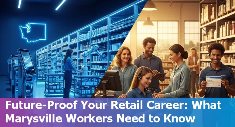 Marysville retail workers learning AI tools and warehouse automation in a training session.