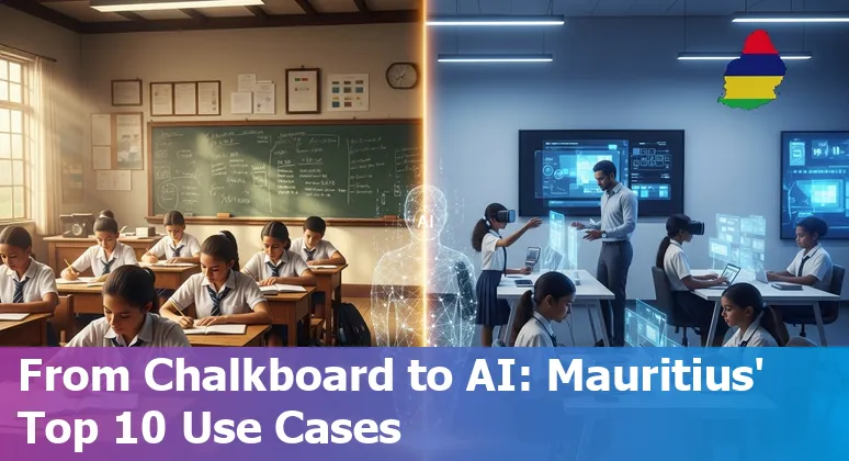 Teacher and students in Mauritius using AI tools for personalised learning on tablets in a bilingual classroom