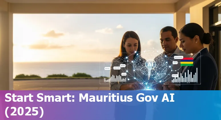 Illustration of government AI adoption in Mauritius, showing MITCI, budget measures and public services in Mauritius