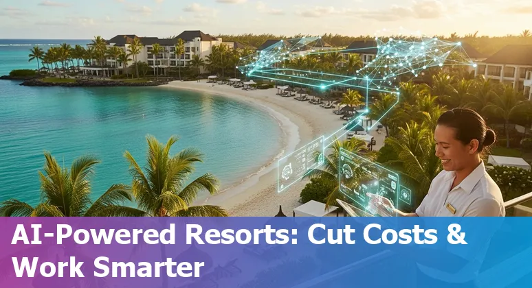 Hotel front desk with AI kiosk and staff in Mauritius, MU