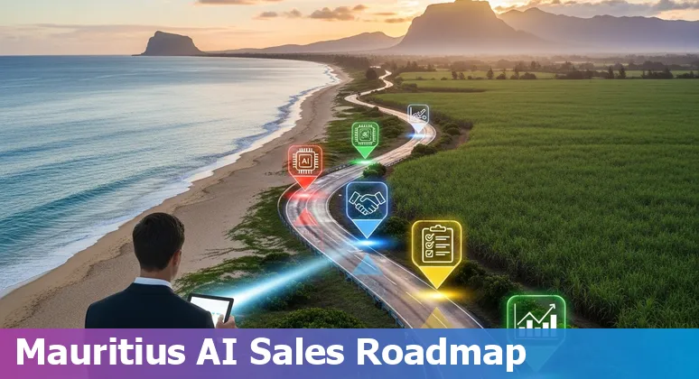 Sales professional using AI tools on laptop in Mauritius, 2025
