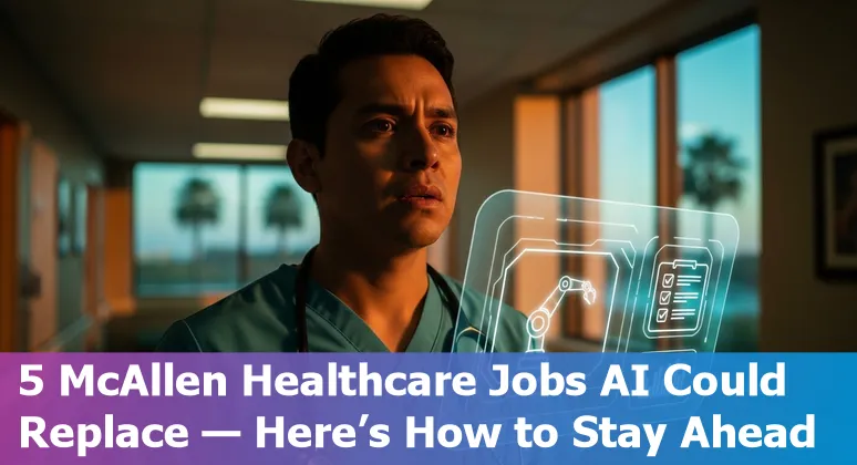 Healthcare workers in McAllen reviewing telehealth dashboard and AI outputs on a laptop, bilingual staff in clinic.