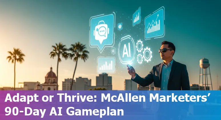 Marketer using AI tools on a laptop in McAllen, Texas, US