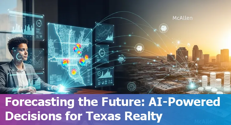 Dashboard showing AI-driven property analytics for McAllen, Texas real estate companies, highlighting energy, leasing, and forecasting tools.
