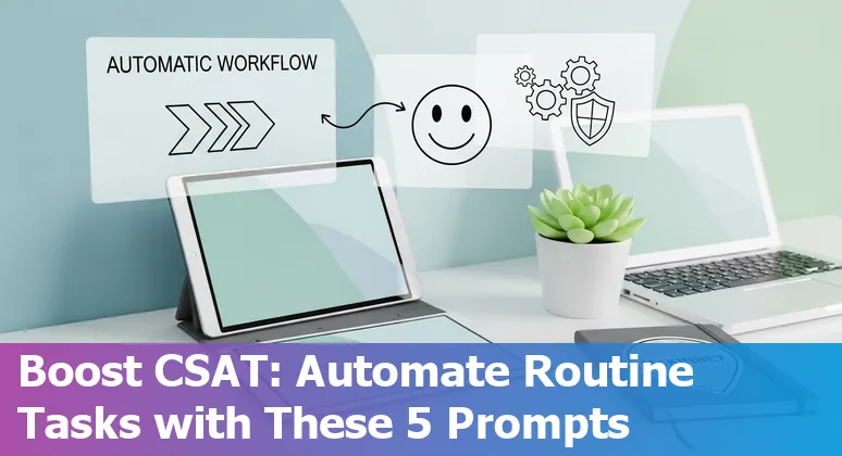 Customer service agent using AI prompts on a laptop in McKinney, Texas office.