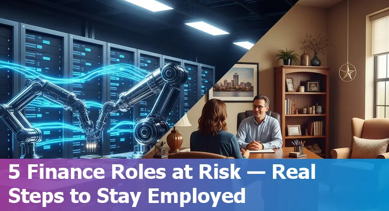 Financial-services professionals in McKinney, Texas discussing AI-driven automation and career upskilling.
