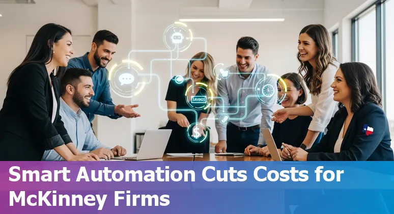 Real estate agent using AI tools in McKinney, TX office — AI dashboard showing savings in Texas, US