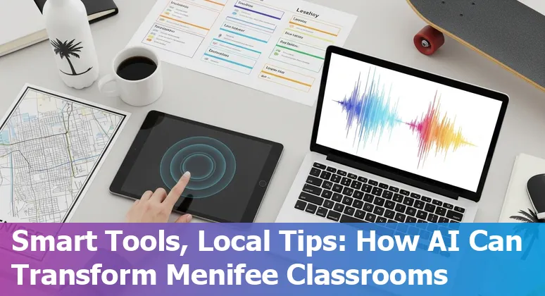 Teacher using AI tools on laptop to create lesson plans for Menifee students