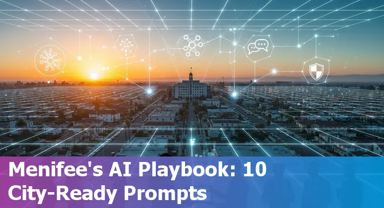 City of Menifee officials using AI tools on laptop to create public safety campaign assets.