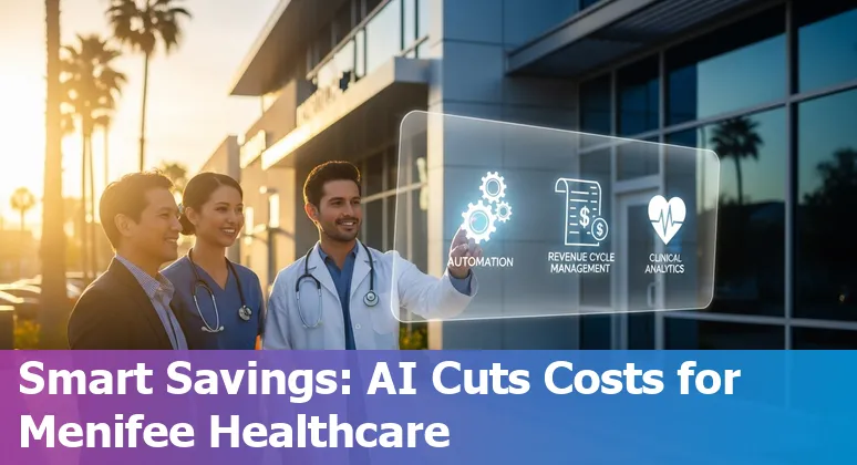 Healthcare AI team reviewing RCM dashboard for Menifee, California hospital to cut costs and improve efficiency