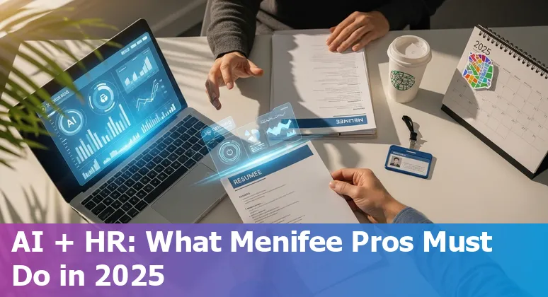 HR professional using AI tools in Menifee, California office — guidance for HR jobs in 2025