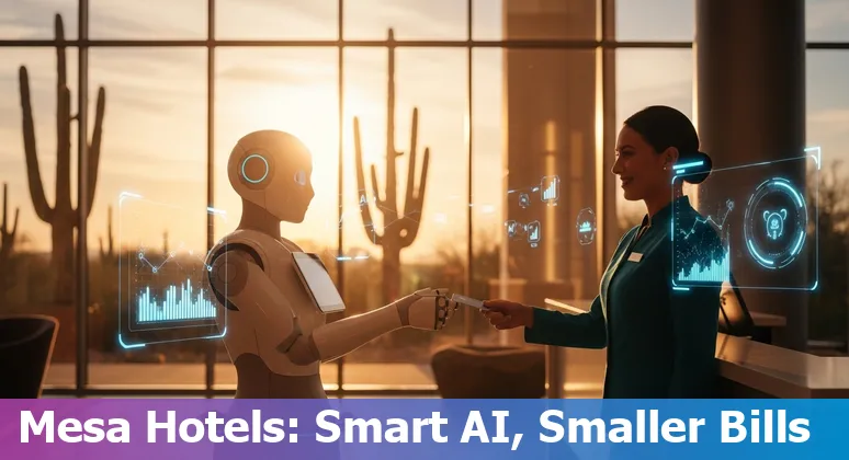 Hotel front desk using AI chatbot and energy dashboard in Mesa, Arizona, US