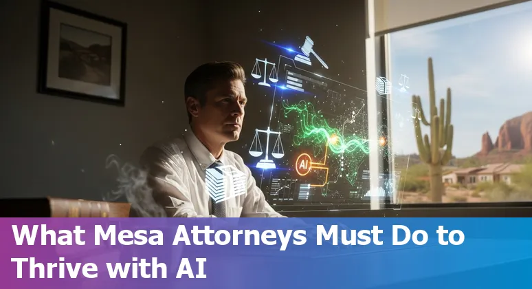 Mesa, Arizona courthouse with AI icons overlay — implications of AI for legal jobs in Mesa, Arizona in 2025