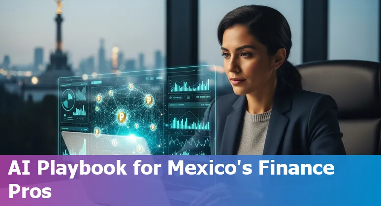 Finance professional using AI tools with Mexico City skyline, Mexico, MX