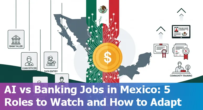 Bank employee using AI tools with customers in a Mexico branch — reskilling for the age of AI