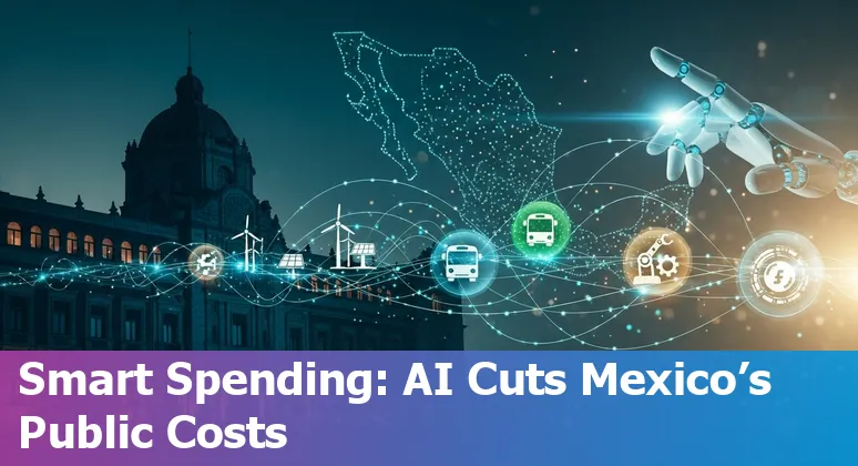 Illustration of AI improving energy, transport and manufacturing efficiency for government companies in Mexico