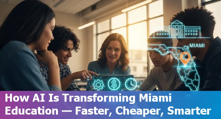 Educators using AI tools at Miami, Florida college lab — Miami Dade College students with AI workstations