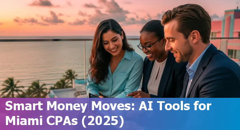 Finance professional using AI tools with Miami, Florida skyline in background