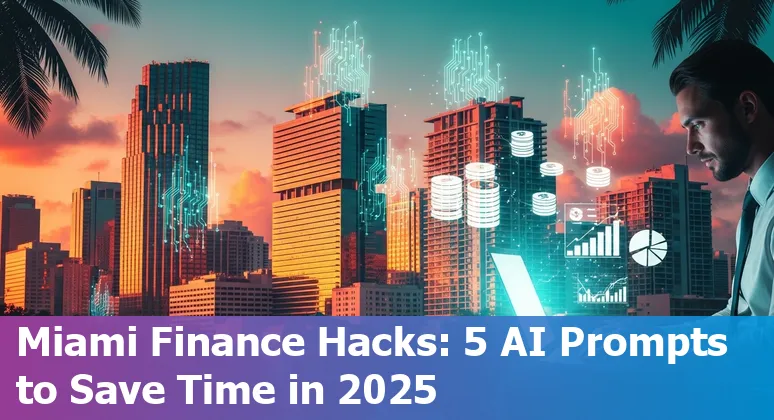 Miami skyline with finance icons and AI prompts for treasurers, CFOs, controllers, and accountants.