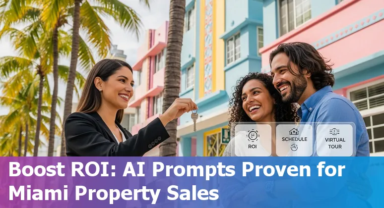 Miami skyline with icons for AI, chat, voice, and real estate listings