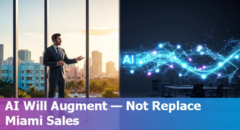 Miami, Florida sales team using AI tools on laptops—AI augmentation for sales jobs in Miami, Florida in 2025