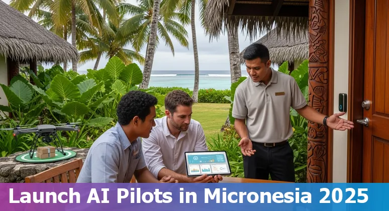 Hotel team using AI dashboard and virtual tour assets in Micronesia, FM