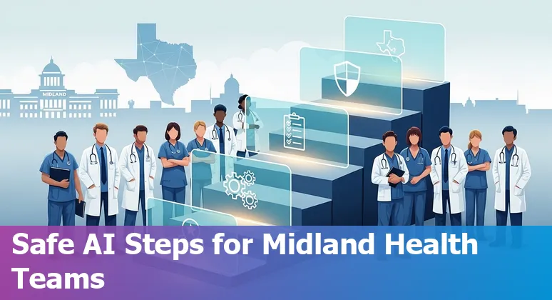 Healthcare professionals using AI tools at Midland, Texas hospital with UpToDate and EMR integration