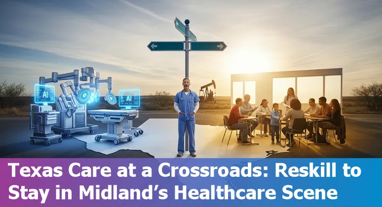 Midland Texas healthcare workers adapting to AI tools: scheduler, documentation specialist, transcriptionist, referral coordinator, analytics assistant.