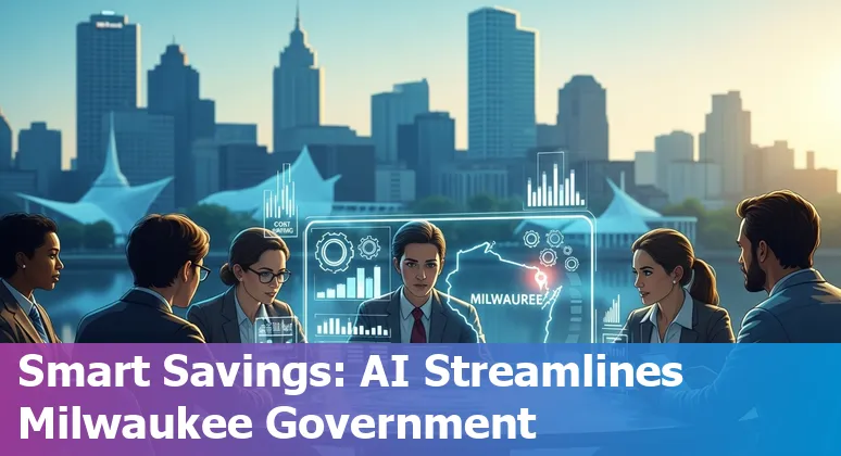 Milwaukee, Wisconsin city skyline with AI icons showing government efficiency and cost savings