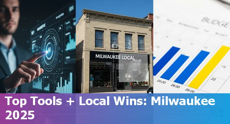 Milwaukee skyline with AI icons overlay representing content, ABM, SEO, video, automation, and IoT