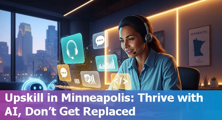 Customer service agent using AI tools in Minneapolis, Minnesota office — hybrid human+AI support in 2025