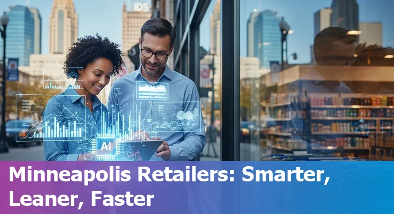 Minneapolis, Minnesota retail store using AI-driven screens and inventory robots showing efficiency gains