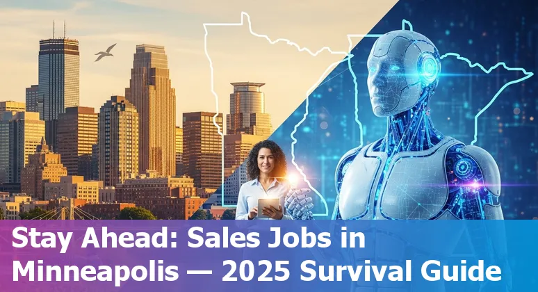 Minneapolis skyline with sales AI icons — will AI replace sales jobs in Minneapolis, Minnesota in 2025?