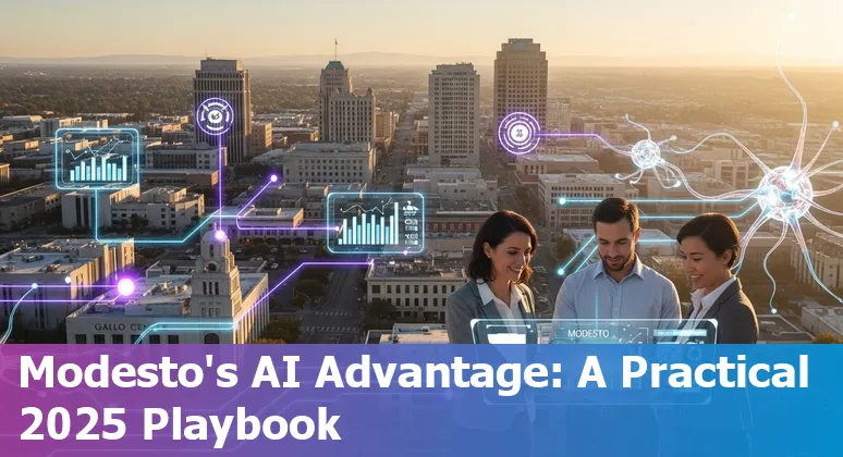 Dashboard showing AI-driven finance KPIs for Modesto, California financial services firms in 2025